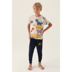 RolyPoly Dinosaur Krem Erkek Çocuk Pijama Takımı - 6 - 7 Yaş