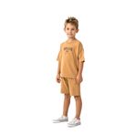 Rolypoly Erkek Çocuk Bej Bermuda Takım, Kısa Kollu, Bisiklet Yaka, Oversize, 14-15 Yaş