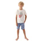 Rolypoly Erkek Çocuk Bermuda Krem Pijama Takımı 3373 Krem 2-3