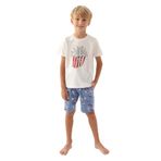 Rolypoly Erkek Çocuk Bermuda Krem Pijama Takımı 3373 Krem 4-5