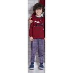 RolyPoly Erkek Çocuk Interlok Uzun Kol Özel Tasarım Bordo Pijama Takım EDY1108B - 1 - 2 Yaş