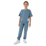 Rolypoly Erkek Çocuk Mavi Eşofman Takımı, Kısa Kollu, Bisiklet Yaka, Lastikli Paça, Oversize Kalıp, 6-7 Yaş