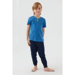 Rolypoly Erkek Çocuk Mavi Kısa Kol Pijama Takım - 14 - 15 Yaş