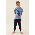 Rolypoly Erkek Çocuk Mavi Kısa Kol Pijama Takım - 3 - 4 Yaş