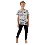 Rolypoly Erkek Çocuk Pijama Takımı, Gri, Kısa Kollu, Bisiklet Yaka, Lastikli Paça, 10-11 Yaş