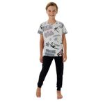 Rolypoly Erkek Çocuk Pijama Takımı, Gri, Kısa Kollu, Bisiklet Yaka, Lastikli Paça, 6-7 Yaş