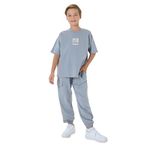 Rolypoly Erkek Çocuk Pijama Takımı, Gri, Kısa Kollu, Bisiklet Yaka, Lastikli Paça, Oversize Kalıp, 4-5 Yaş