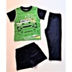 RolyPoly Erkek Çocuk T-Shirt Şort Uzun Alt 3'lü Set Pijama Takımı - 1 Yaş - Yeşil