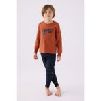 RolyPoly Erkek Çocuk Uzun Kol Pijama Takım RP3433 Açık Tarçın - Kahverengi - 2 - 3 Yaş