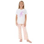 Rolypoly Kız Çocuk Pijama Takımı, Beyaz, Tropikal Kuş Baskılı, 2-3 Yaş