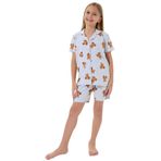 Rolypoly Kız Çocuk Pijama Takımı, Gri, Gömlek Yaka, Kısa Kol, Şort Paça, 5-6 Yaş