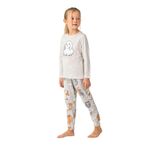 Rolypoly Kız Çocuk Pijama Takımı, Gri, Uzun Kollu, Bisiklet Yaka, Boru Paça, 9-10 Yaş