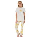 Rolypoly Kız Çocuk Pijama Takımı, Krem, Çiçek Desenli, 2-3 Yaş