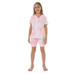 Rolypoly Kız Çocuk Pijama Takımı, Krem Rengi, Gömlek Yaka, Kısa Kol, Şort Paça, 3-4 Yaş