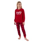 Rolypoly Kız Çocuk Pijama Takımı, Uzun Kol, Lastikli Paça, Kırmızı, 5-6 Yaş