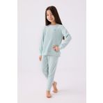 Rolypoly Kız Çocuk Uzun Kol Pijama Takım RP3464 Su Yeşili
