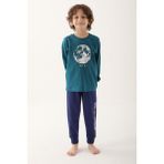 Rolypoly Koyu Ördek Yeşili Erkek Çocuk Uzun Kol Pijama Takım - 3 - 4 Yaş
