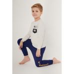 Rolypoly Little Builder Beyaz Erkek Çocuk Uzun Kol Pijama Takım - Taş - 6 - 7 Yaş