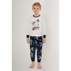 Rolypoly Space Beyaz Erkek Çocuk Uzun Kol Pijama Takım - Krem - 5 - 6 Yaş
