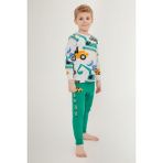 Rolypoly Tractor Beyaz Erkek Çocuk Uzun Kol Pijama Takım - Kar Melanj - 2 - 3 Yaş