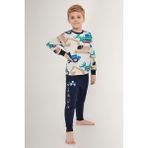 Rolypoly Tractor Beyaz Erkek Çocuk Uzun Kol Pijama Takım - Kum - 3 - 4 Yaş