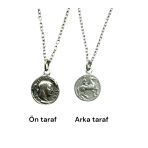 Roma Parası Sikke Kolye -Sezar Ve Napolyon Figürlü Çift Taraflı Metal Kolye -1 Adet - 60 Cm Zincirli