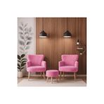 Roma Welsoft Yumuşak Kumaş 2 Berjer 1 Puf Seti – Yumuşak Dokulu Modern Konfor - PEMBE