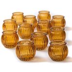 Romadedi 12 adet Yuvarlak Amber Tealight Adak Mumluklar: Düğünler için Vintage Cam Mumluk Toplu Orta Parça Masa Ev Dekorasyon Parti Tatil Dekoru
