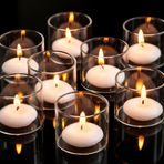 Romadedi Tealight mumluk cam çaydanlık mumu bardakları şeffaf adak mumlukları - Tealight mumlar için adak mumları yüzen mumlar şamdan şamdan 12'li set düğün parti Noel masa dekorasyonu 4,6 x 4 cm