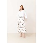 ROMAN Kruvaze Midi Boy Keten Etek Standart Renk Y2415027_089 - Desenli - 36