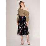 ROMAN Payetli Renk Desenli Etek Standart Renk K1915023_089 - Siyah - 36