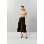 ROMAN Pileli Kadife Örme Midi Boy Etek Olive K2515064_027 - 36