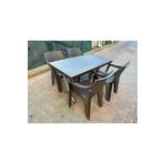 Romanoset Plastik Romanoset Rattan Efektli 70X120 Cm Katlanır Balkon Ve Bahçe Masa Takımı 4 Sandalyeli