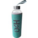 Romans Borosilikat H20 Desenli Peluş Kılıflı Cam Matara Mint Yeşil 600 ml - Su Yeşili - Silindir