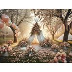 Romantik Bahar Temalı Arka Plan 200X150CM, Stüdyo Fonu - -