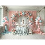 Romantik Balonlar ve Çiçeklerle Dolu Arka Plan, 200X150CM, Stüdyo Fonu