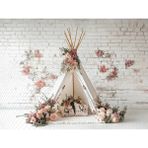 Romantik Çiçekler Eşliğinde Vintage Arka Plan, 200X150CM, Stüdyo Fonu