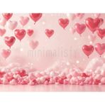Romantik Kalp Balonları ile Dolup Taşan Arka Plan, 200X150CM, Stüdyo Fonu - -