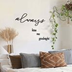 Romantik Yatak Odası Dekoru "always kiss me goodnight" Metal Duvar Sanatı | Modern Senaryo Alıntı İşareti | Çocuklar için Siyah Çelik Duvar Dekoru - Çiftler ve Yatak Odaları | Düğün Hediyesi