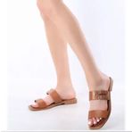 Rome Slippers RT-22001-1 Taba Hakiki Deri Günlük Kadın Terlik