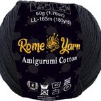 Rome Yarn Amigurumi pamuk iplik | #2 ince yün | 50 g | %50 pamuk, %50 akrilik | örgü yünü | Amigurumi iplik | Amigurumi yün | örgü ve tığ işi için bebek ipliği (1 yumak, 35 siyah)