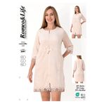 ROMEO LİFE Kadın Bambu Pamuklu Kadife Fermuarlı Kışlık Elbise / Krem - 3491