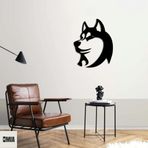 ROMIA 3D Husky Köpek Duvar Sanatı Dekoru, Modern Metal Duvar Çıkartması, Siyah, Oturma Odası Ev Dekorasyonu (14"X11"(35X28CM))