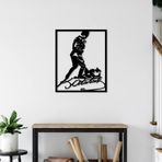 ROMIA Atatürk Siyah Metal Duvar Sanatı Silueti, Dans Figürü Dekoratif Çerçeve, Modern Ev Dekoru (14"x11"/35x29cm)