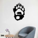 Romia Bear Paw Duvar Sanatı Dekoru, Metal Siyah Siluet, Modern Yaban Hayatı Ev Dekorasyonu (27"X18") 70x46cm