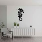 ROMIA Denizatı Metal Duvar Sanatı, Siyah Modern Sahil Dekoru, 3D Deniz Yaşamı Duvar Heykeli (20"X10"/50X25CM)