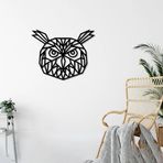 ROMIA Geometrik Baykuş Duvar Sanatı, Modern Metal Duvar Dekoru, Siyah, Çağdaş Ev Dekorasyonu (20"X16"/50X40CM)