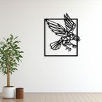 ROMIA Geometrik Kartal Duvar Sanatı, Modern Metal Duvar Dekoru, Siyah Kare Çerçeve, Çağdaş Ev Dekorasyonu (50 x 39 cm)
