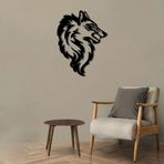ROMİA Kurt Kafası Metal Duvar Sanatı, Modern Siyah 3D Duvar Dekoru, Oturma Odası Ev Dekorasyonu (40 x 40 cm)