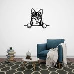 ROMIA Metal Duvar Sanatı Corgi Köpek Dekoru, Siyah 3D Tasarım, Modern Ev Dekorasyonu (28"X22"70X55CM)
